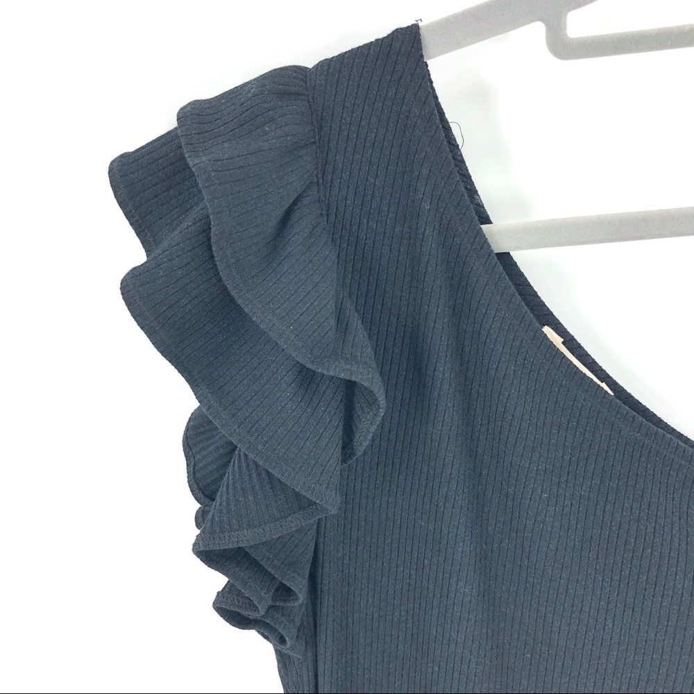 Rebecca Taylor Dress Womens Medium One Shoulder Ruffle Ribbed Stretch Party - Picture 4 of 12